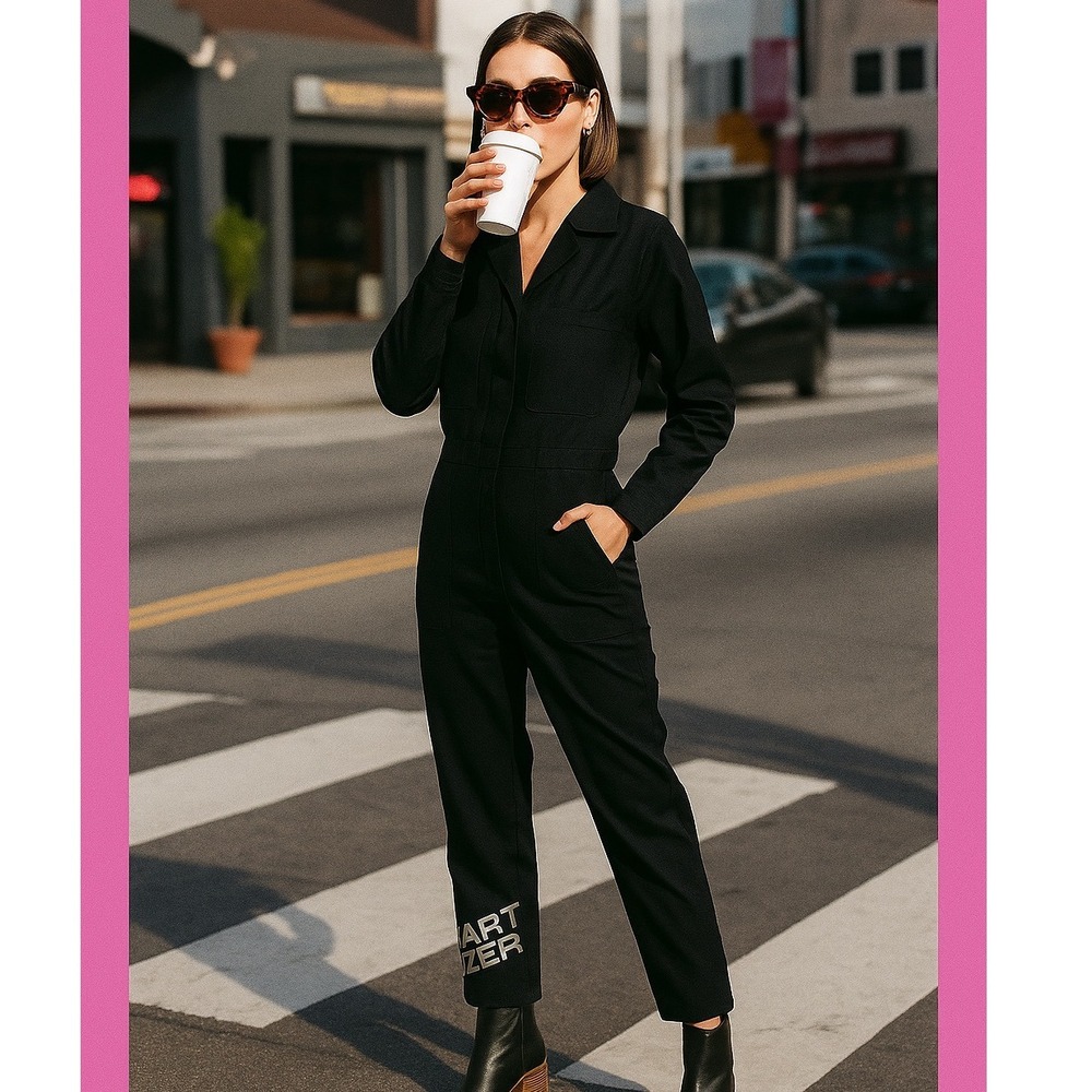 Vince Women's Black Long Sleeve Collared Button Down Jumpsuit Size 6